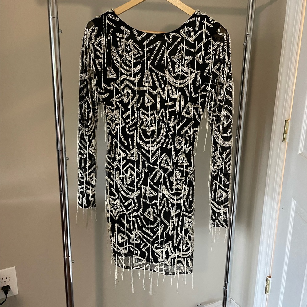 Nasty Gal Star Fringe Beaded Mini Dress